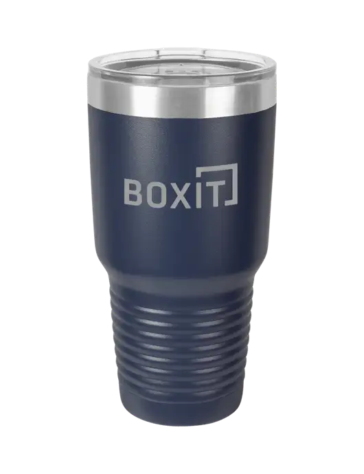 Polar Camel 30 oz Powder Coated Navy Vacuum Insulated Tumbler w/BoxIt logo