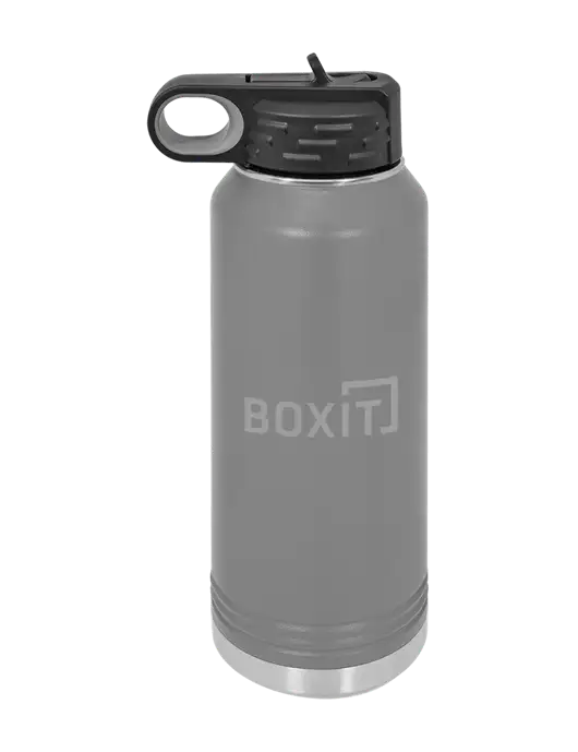 Polar Camel 32 oz Powder Coated Grey Vacuum Insulated Water Bottle w/BoxIt logo