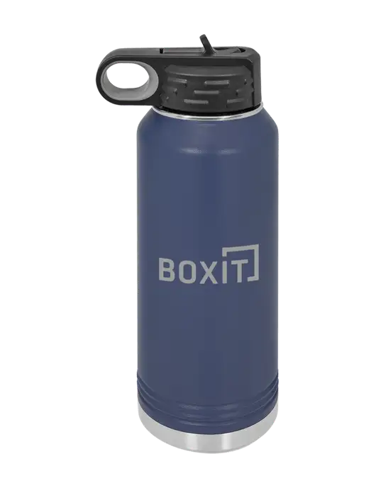 Polar Camel 32 oz Powder Coated Navy Vacuum Insulated Water Bottle w/BoxIt logo