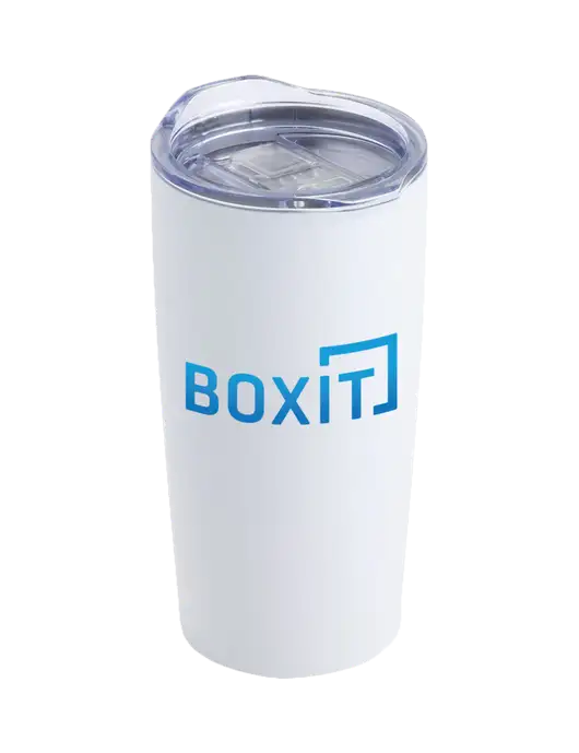 Society White 20 oz Insulated Tumbler w/BoxIt logo