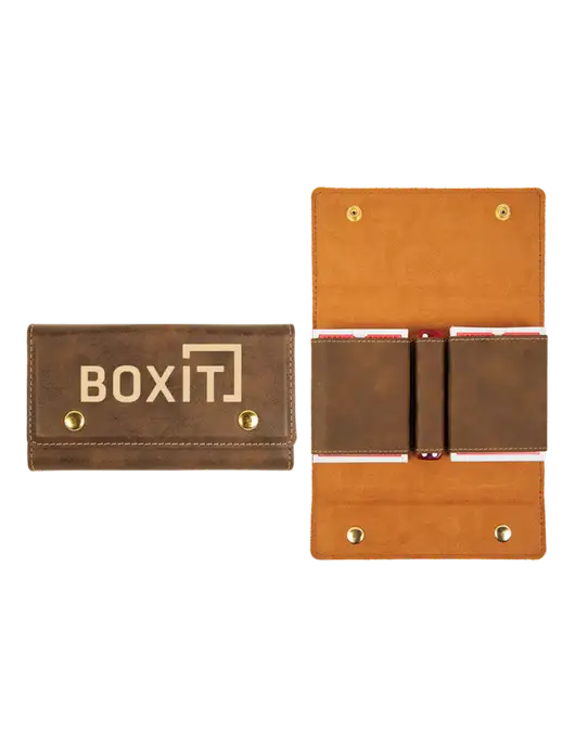 Rustic Leatherette Card & Dice Set w/BoxIt logo