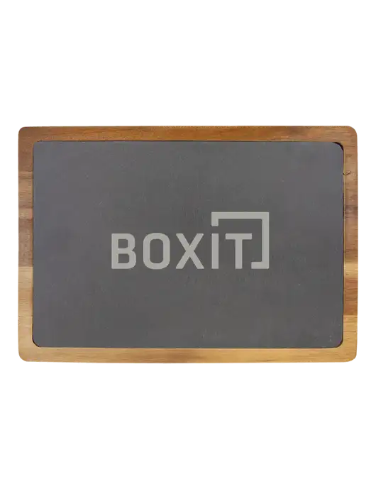 Acacia Wood/Slate Cutting Board, 13 x 9 w/BoxIt logo