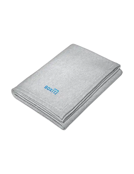 Core Light Grey Heather Fleece Sweatshirt Blanket w/BoxIt logo