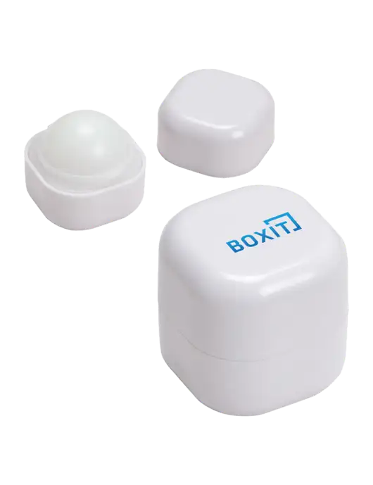 White Chap Cube Vanilla Lip Balm w/BoxIt logo
