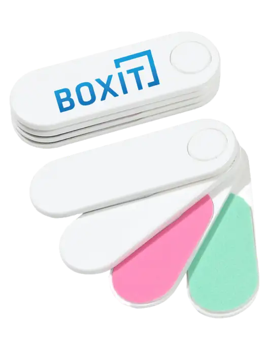 White Folding Nail Files & Buffer w/BoxIt logo