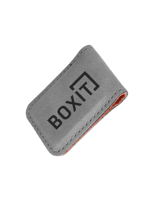 Gray Leatherette Money Clip w/BoxIt logo