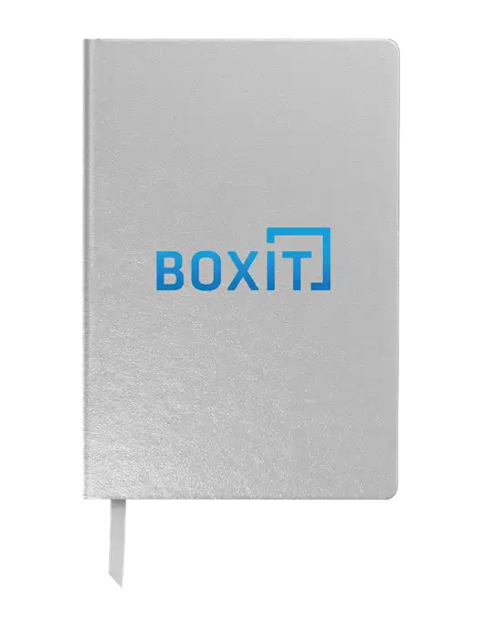 Achieve Silver Hardcover Journal, 5.5 x 8.37 w/BoxIt logo