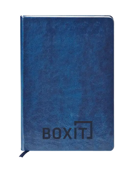 Fabrizio Blue Hard Cover 5.75 x 8.3 Journal w/BoxIt logo