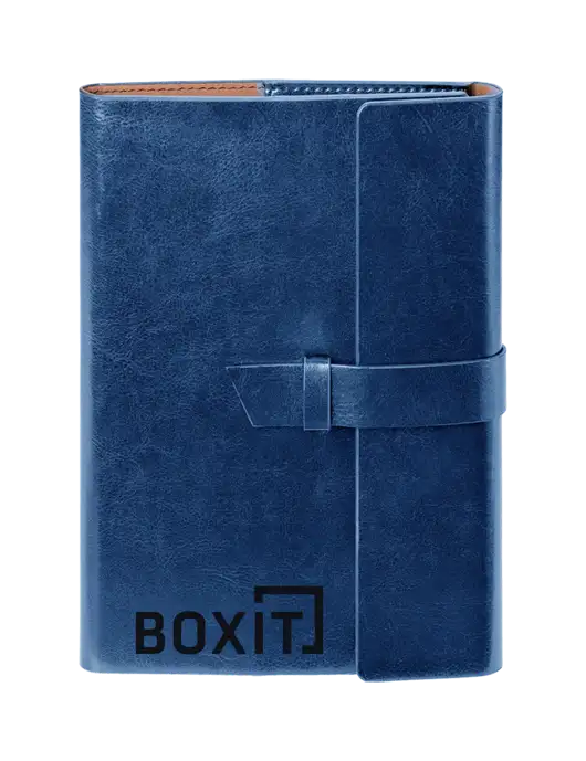 Fabrizio Blue 6.875 x 9.56 Portfolio w/BoxIt logo