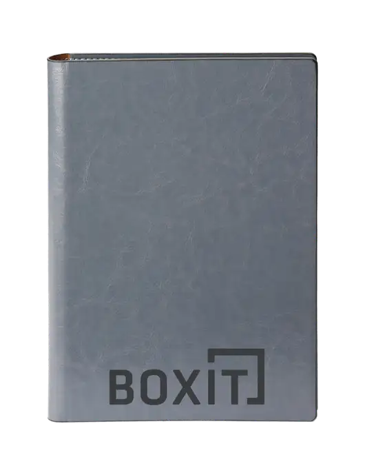 Fabrizio Grey 7 x 9.625 Padfolio & Notepad w/BoxIt logo