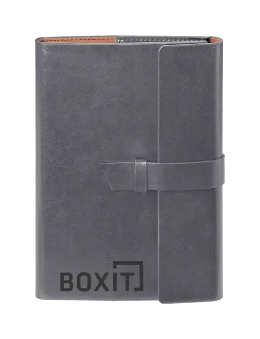 Fabrizio Grey 6.875 x 9.56 Portfolio w/BoxIt logo