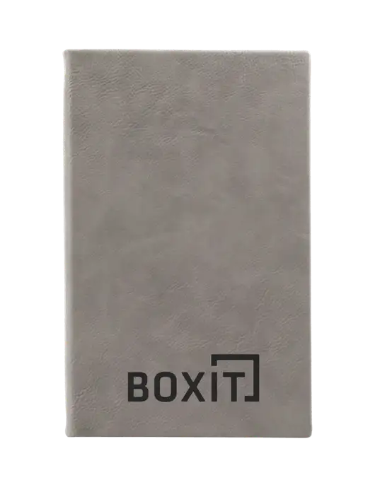 Grey Leatherette 5.25 x 8.25 Journal w/BoxIt logo