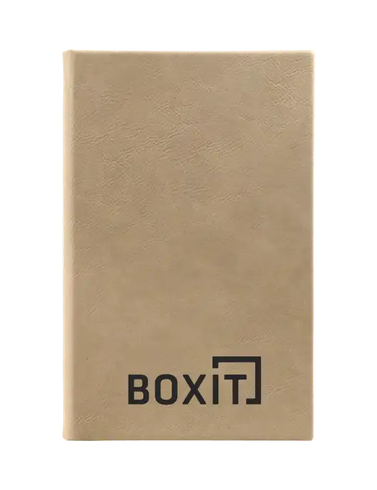 Tan Leatherette 5.25 x 8.25 Journal w/BoxIt logo