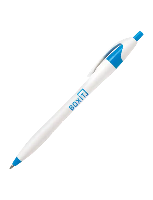 Novella Sapphire Blue/White Splash Pen - Blue Ink w/BoxIt logo