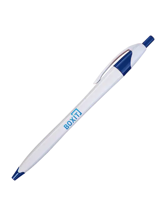 Novella White/Royal Classic Pen - Blue Ink w/BoxIt logo