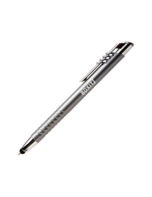 Schirhart Grey Stylus Pen - Blue Ink w/BoxIt logo