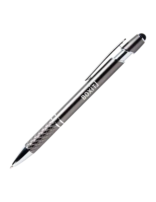 Valencia Gunmetal Stylus Pen - Black Ink w/BoxIt logo