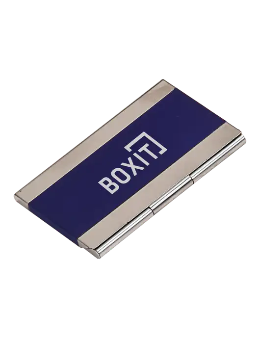Blue 3.75 x 2.5 Business Card Holder w/BoxIt logo
