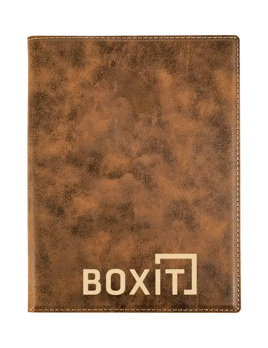 Rustic Leatherette 7 x 9 Portfolio with Notepad w/BoxIt logo