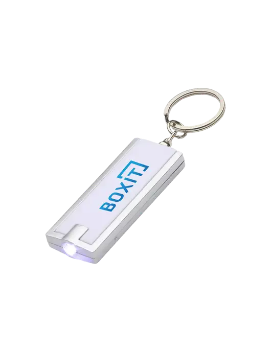Simple Touch White LED Keychain w/BoxIt logo