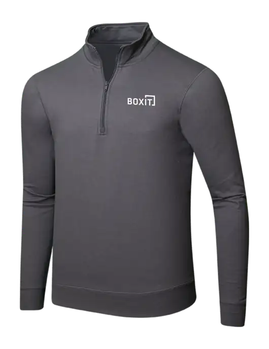Charcoal 8.5 oz Ring Spun 1/4 Zip Pullover Sweatshirt w/BoxIt logo