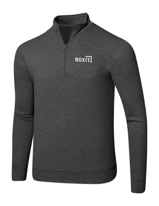 Dark Heather Grey 8.5 oz Ring Spun 1/4 Zip Pullover Sweatshirt w/BoxIt logo