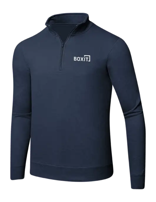 Team Navy 8.5 oz Ring Spun 1/4 Zip Pullover Sweatshirt w/BoxIt logo