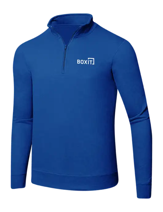 True Royal 8.5 oz Ring Spun 1/4 Zip Pullover Sweatshirt w/BoxIt logo