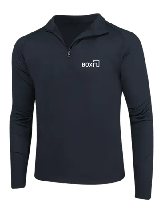 Black Sport Wick Stretch 1/4 Zip Pullover w/BoxIt logo