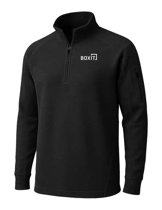 Black Tech Fleece 1/4 Zip Pullover w/BoxIt logo