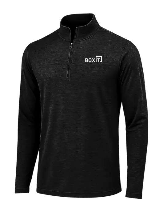 Black Triad Solid Posicharge Tri-Blend Wicking 1/4 Zip Pullover w/BoxIt logo
