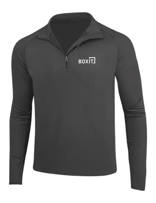 Charcoal Grey Sport Wick Stretch 1/4 Zip Pullover w/BoxIt logo