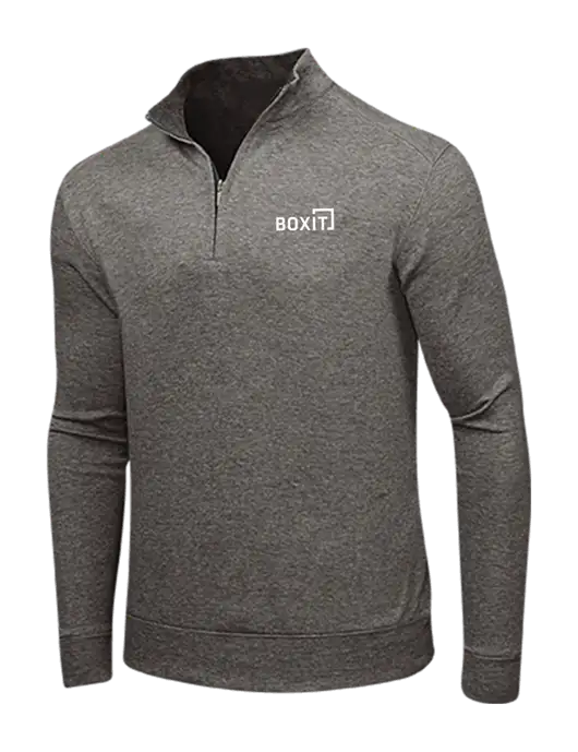 Charcoal Heather/Medium Heather Grey Interlock 1/4 Zip w/BoxIt logo