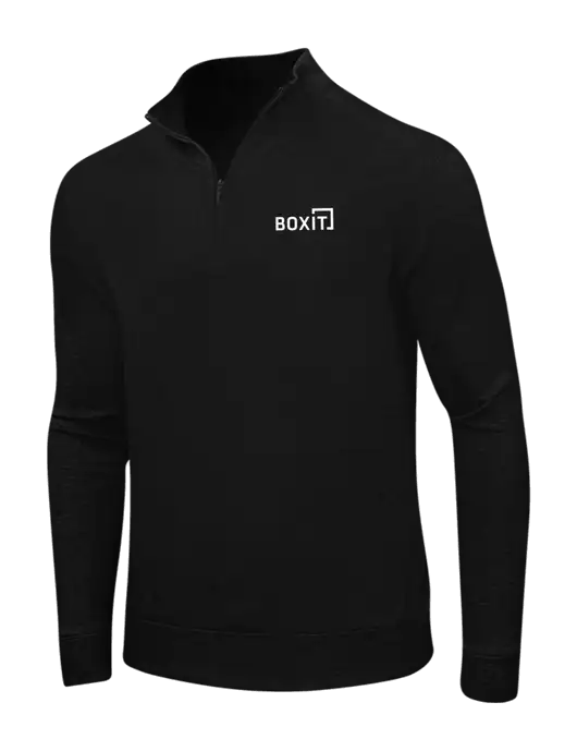 Deep Black/Charcoal Heather Interlock 1/4 Zip w/BoxIt logo