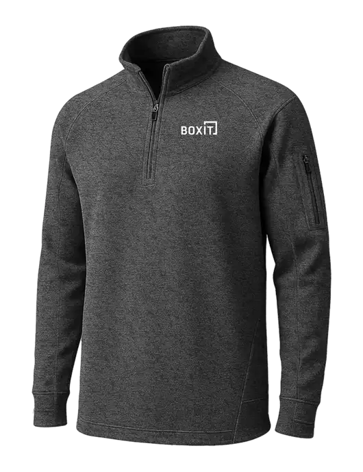 Graphite Heather Tech Fleece 1/4 Zip Pullover w/BoxIt logo