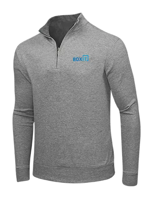 Medium Heather Grey/Charcoal Heather Interlock 1/4 Zip w/BoxIt logo