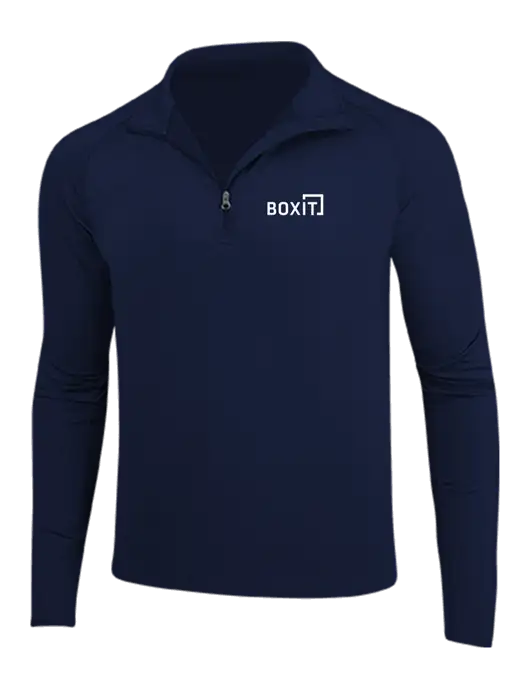 Navy Sport Wick Stretch 1/4 Zip Pullover w/BoxIt logo