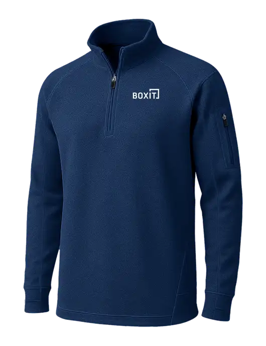True Navy Tech Fleece 1/4 Zip Pullover w/BoxIt logo