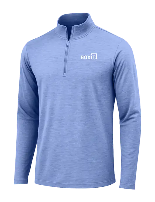 True Royal Heather Posicharge Tri-Blend Wicking 1/4 Zip Pullover w/BoxIt logo