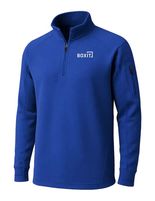 True Royal Tech Fleece 1/4 Zip Pullover w/BoxIt logo