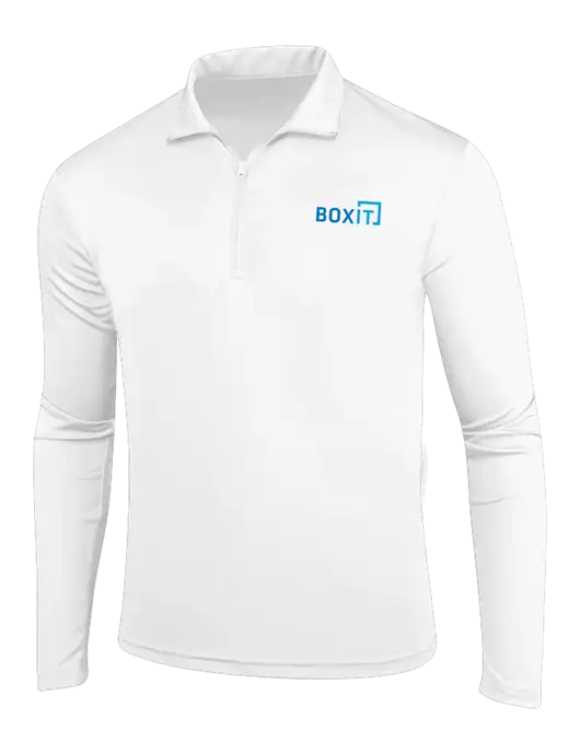 White PosiCharge Competitor 1/4 Zip Pullover w/BoxIt logo
