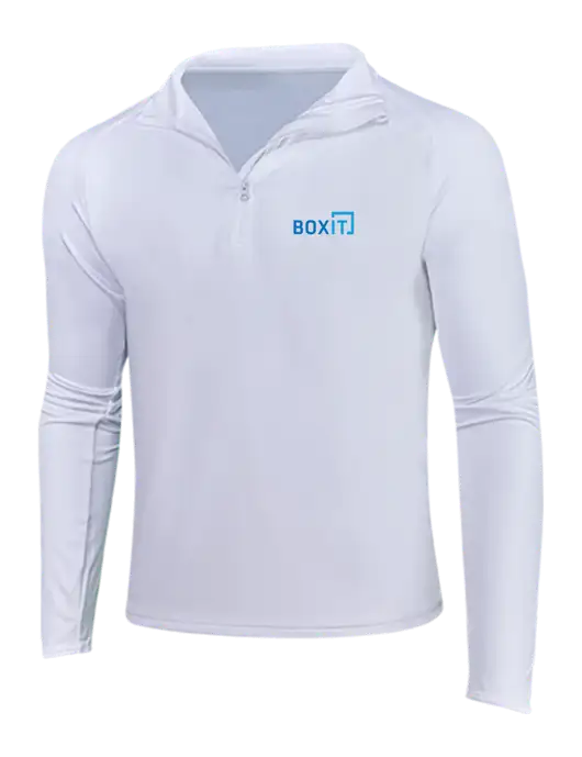 White Sport Wick Stretch 1/4 Zip Pullover w/BoxIt logo