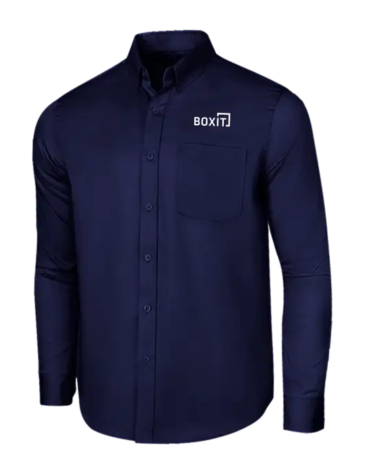 Long Sleeve Navy Superpro React Twill Shirt w/BoxIt logo
