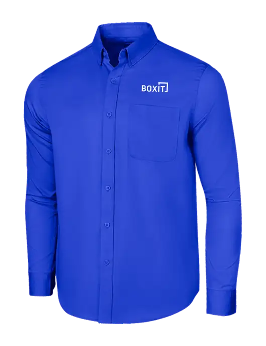 Long Sleeve Dark Royal Superpro React Twill Shirt w/BoxIt logo