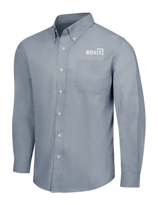 Navy Frost Crosshatch Easy Care Shirt w/BoxIt logo