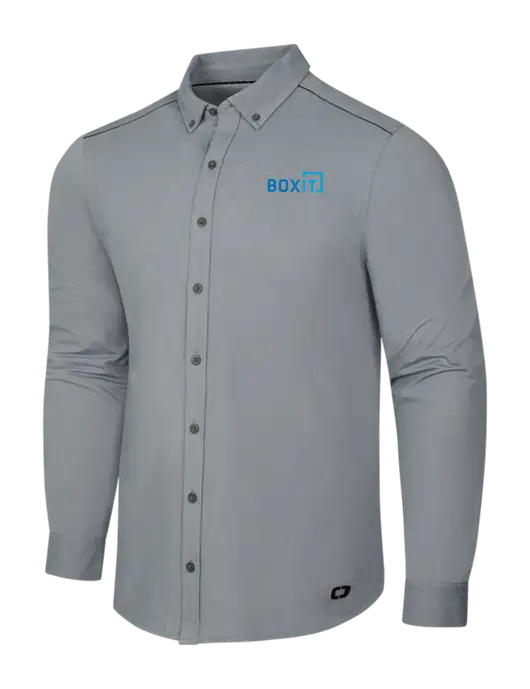 OGIO Medium Grey Heather Modern Code Stretch Button-Up Shirt w/BoxIt logo