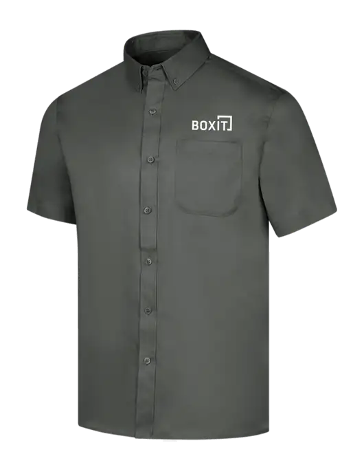 Short Sleeve Dark Grey Superpro React Twill Shirt w/BoxIt logo