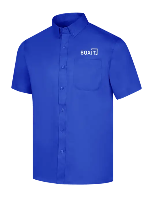 Short Sleeve Dark Royal Superpro React Twill Shirt w/BoxIt logo