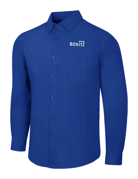Dark Royal Long Sleeve Carefree Poplin Shirt w/BoxIt logo