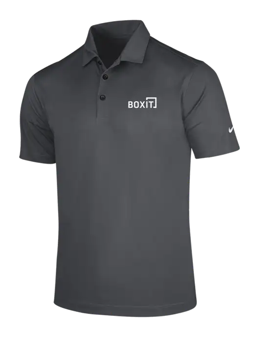 NIKE Dark Grey Dri-Fit Vertical Mesh Polo w/BoxIt logo